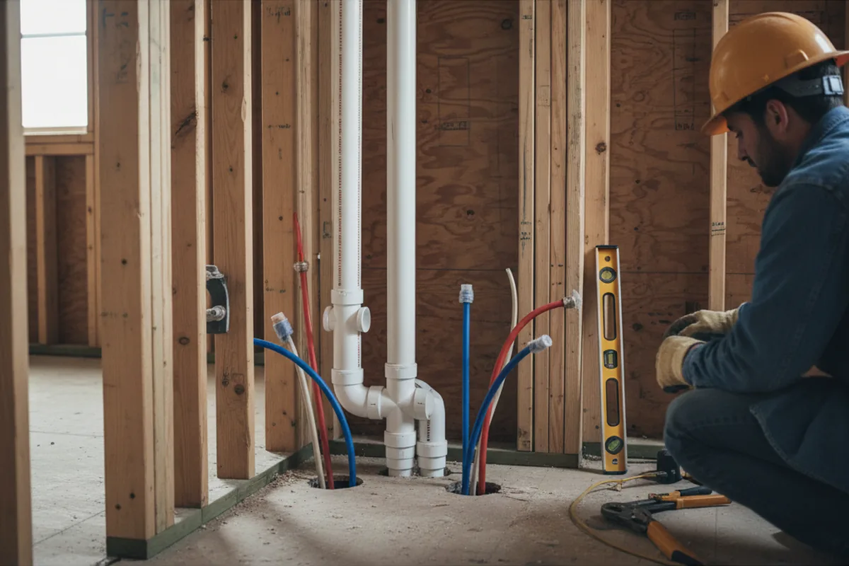 Drain and supply rough-in during Garbage Disposal Repair in Salkum
