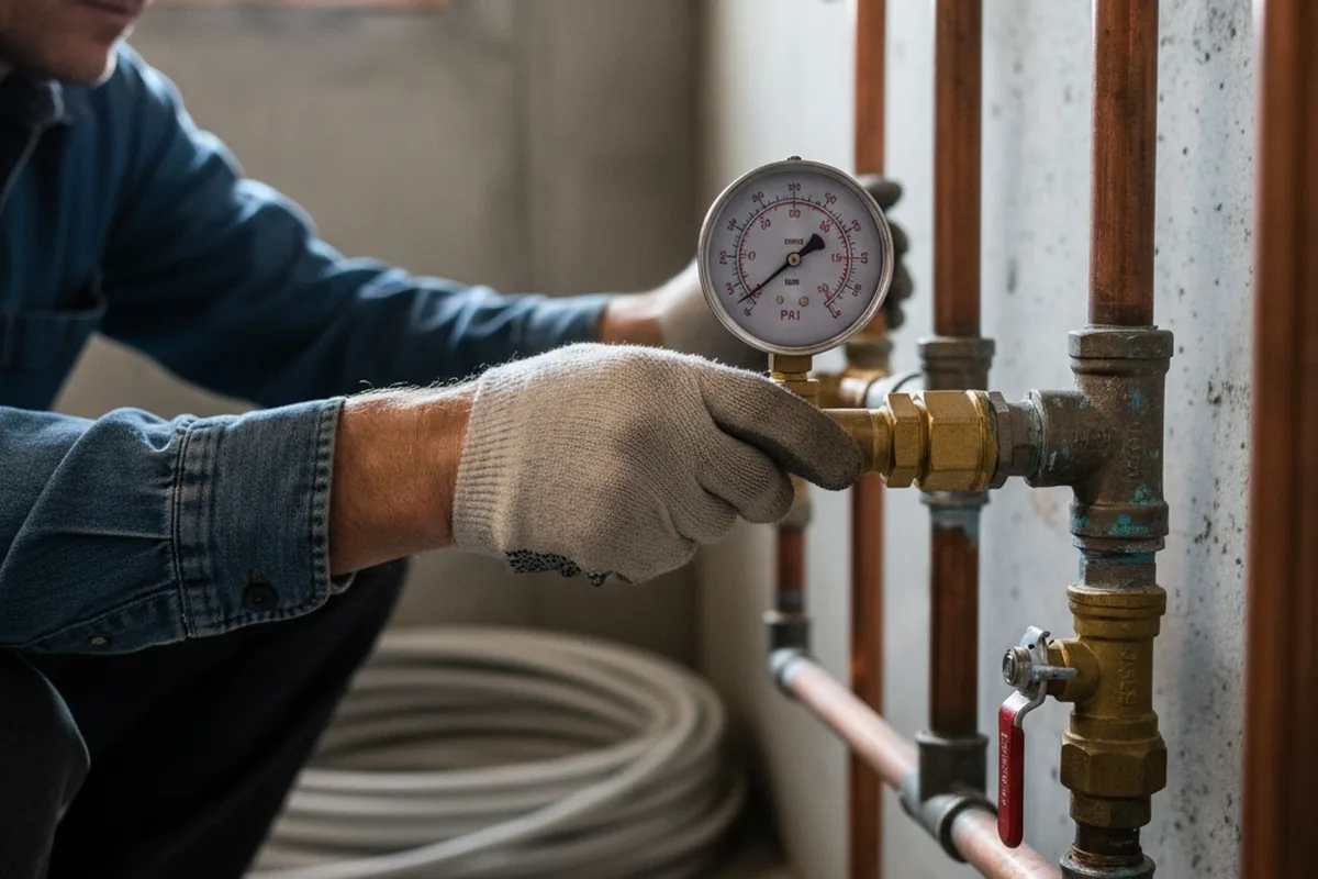 Pressure testing a repaired line during Water Line Repair in Salkum
